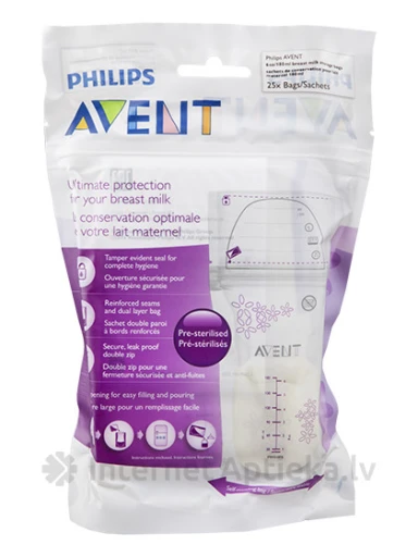 Philips Avent piena uzglabāšanas maisiņi 180 ml, 25 gab. | internetaptieka.lv