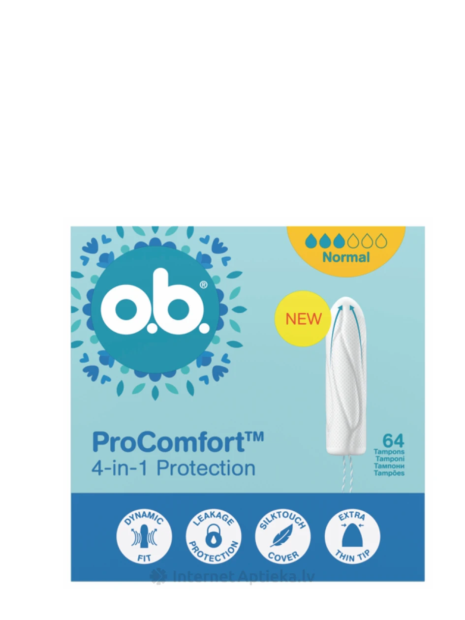 OB Гигиенические тампоны ProComfort Normal, 64 шт. | internetaptieka.lv
