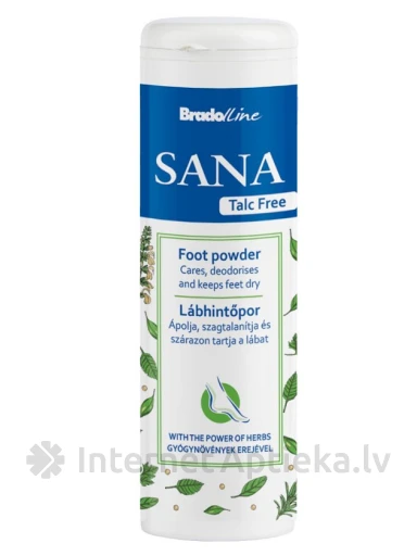 BRADOLINE Sana Kāju pūderis bez talka Augu spēks, 100 g | internetaptieka.lv