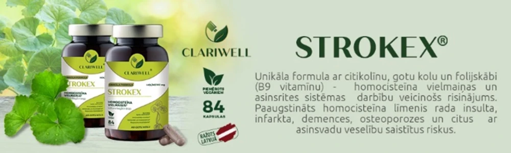 CLARIWELL© STROKEX – Uztura bagātinātājs homocisteīna vielmaiņai