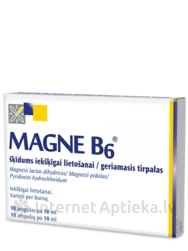 Magne B6 (магний B6) Раствор для внутреннего применения, 10 ампул | internetaptieka.lv