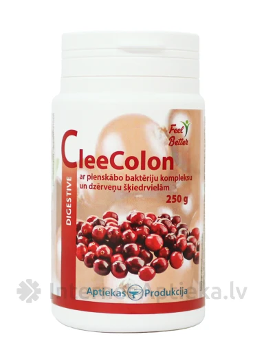 CleeColon с комплексом молочнокислых бактерий и клюквенным волокном, 250 г | internetaptieka.lv