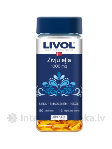 LIVOL Рыбий жир 1000 мг, 150 капсул | internetaptieka.lv
