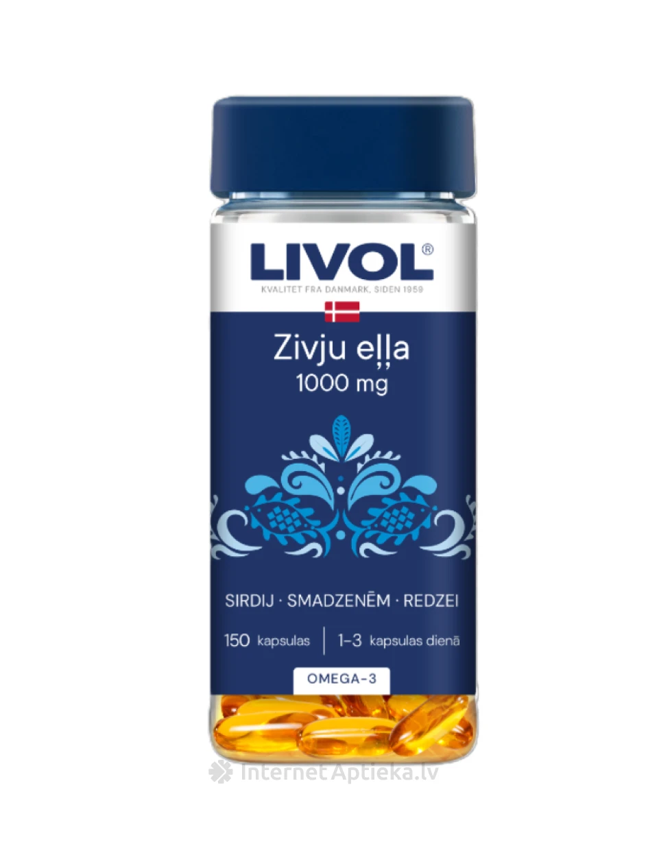 LIVOL Рыбий жир 1000 мг, 150 капсул | internetaptieka.lv