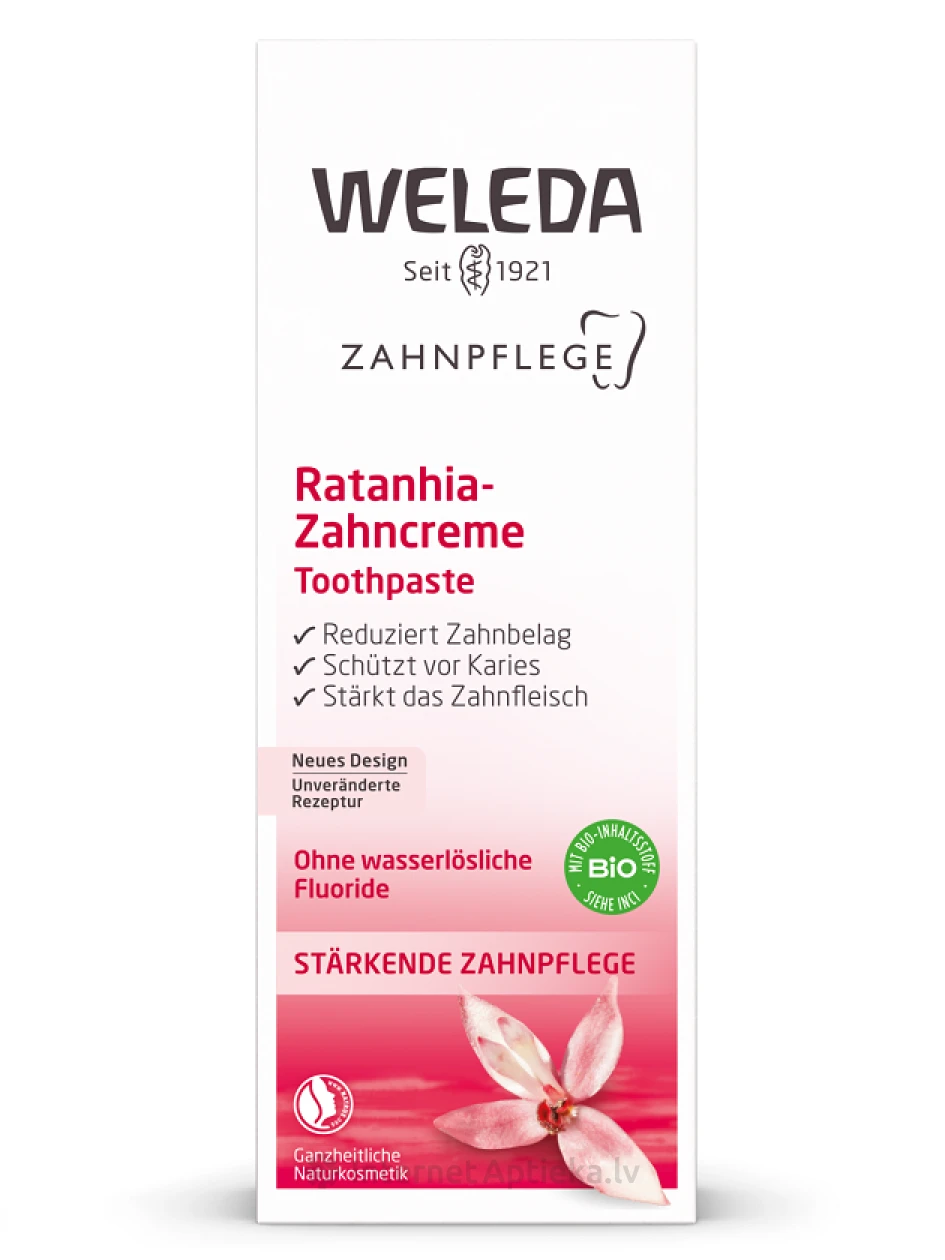 Weleda лечебная зубная паста с ратанией, 75 мл | internetaptieka.lv