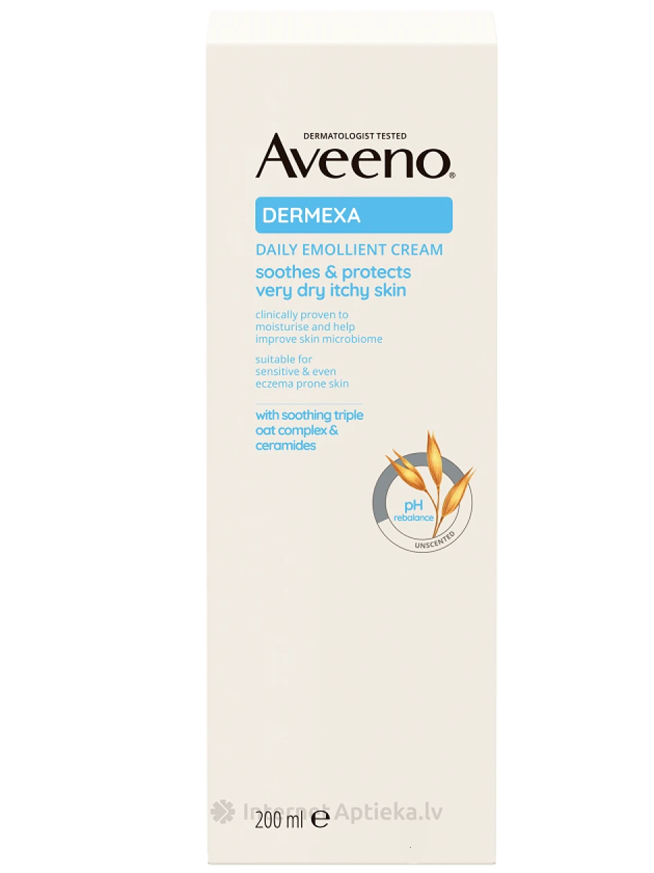 AVEENO Dermexa emolientu krēms ikdienai bez smaržas, 200 ml | internetaptieka.lv