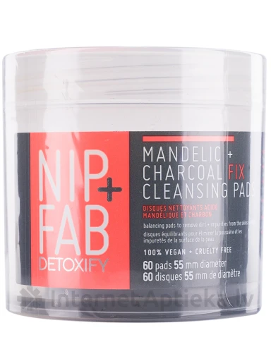 NIP+FAB Charcoal + Mandelic диски, 80 мл | internetaptieka.lv