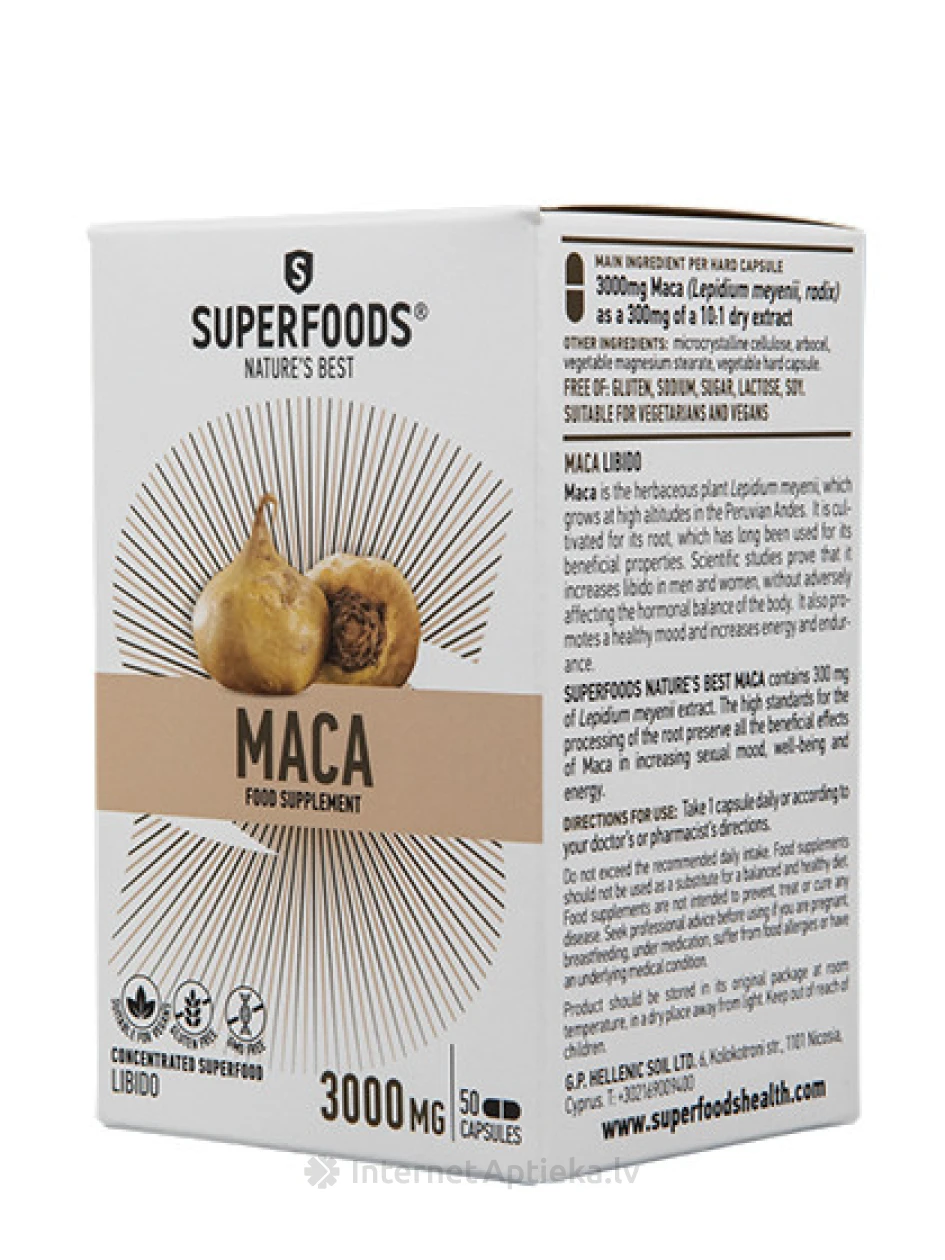 Superfoods Maca kapsulas, 50 kapsulas | internetaptieka.lv