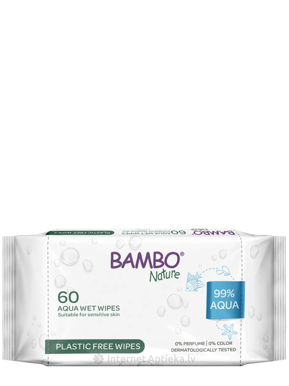 BAMBO NATURE niisked salvrätikud 99% veega lastele, 60 tk. | internetaptieka.lv