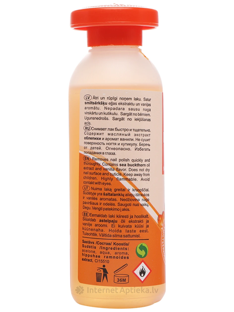 Nagu lakas noņemšanas līdzeklis ar Smiltsērkšķi, ar acetonu, 115 ml | internetaptieka.lv
