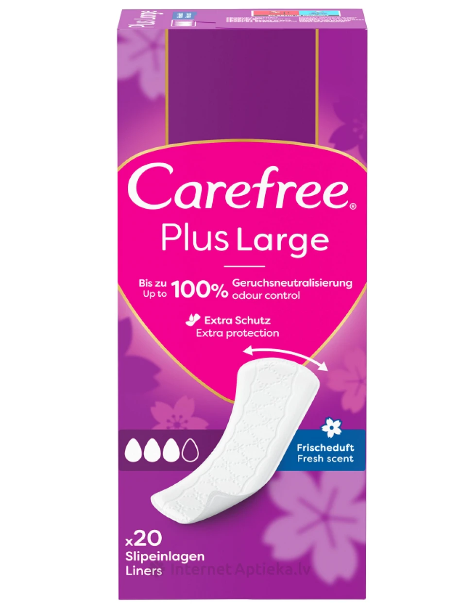 Carefree ежедневные прокладки Plus Large Fresh, 20 шт. | internetaptieka.lv