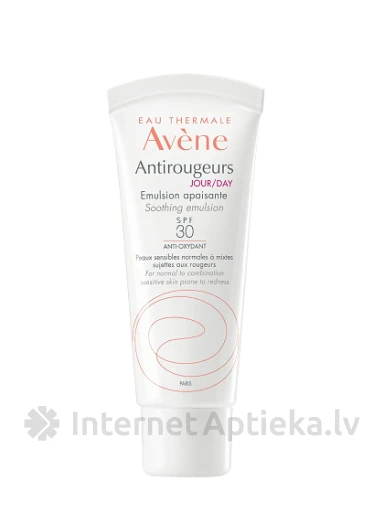 AVENE ANTIROUGEURS УСПОКАИВАЮЩАЯ ЕЖЕДНЕВНАЯ ЭМУЛЬСИЯ SPF30, 40 МЛ | internetaptieka.lv