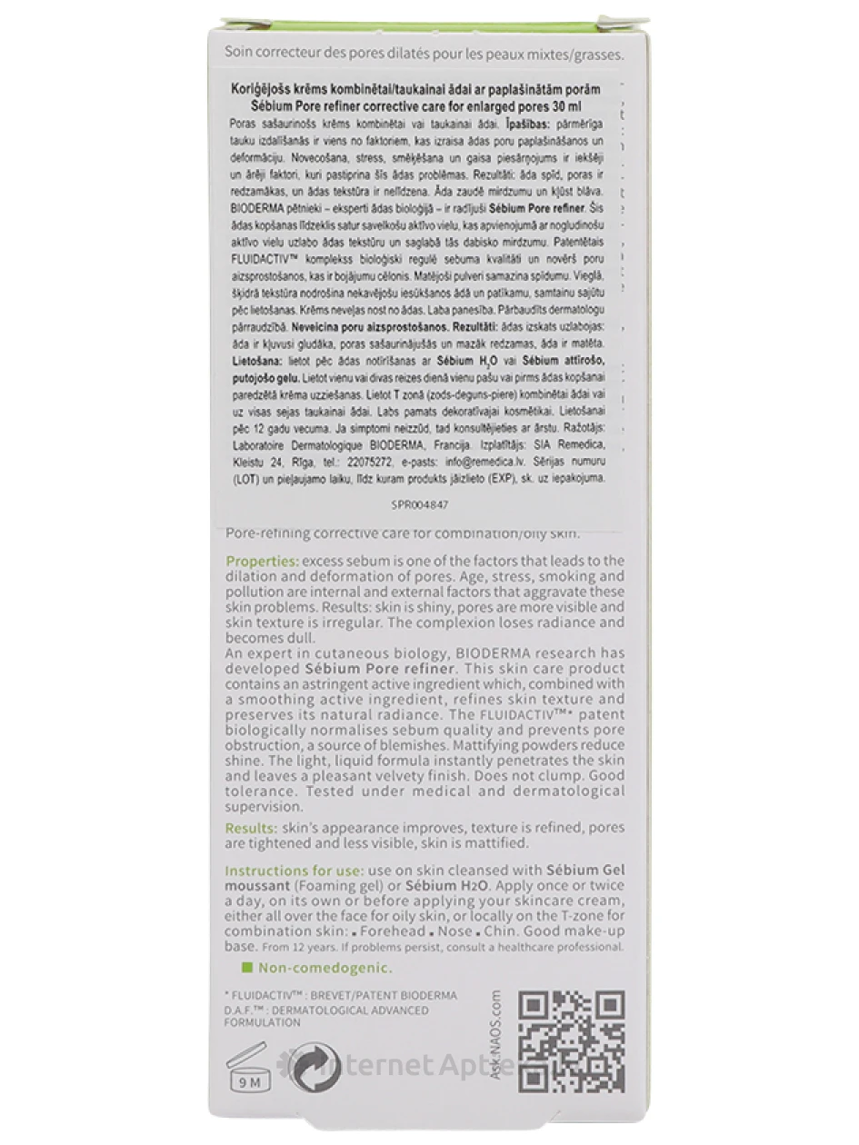 Bioderma Sébium Pore Refiner krēms paplašinātām porām, 30 ml | internetaptieka.lv