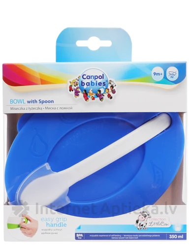 Canpol bļodiņa ar vāku + karote no 9m+, 1 gb. | internetaptieka.lv