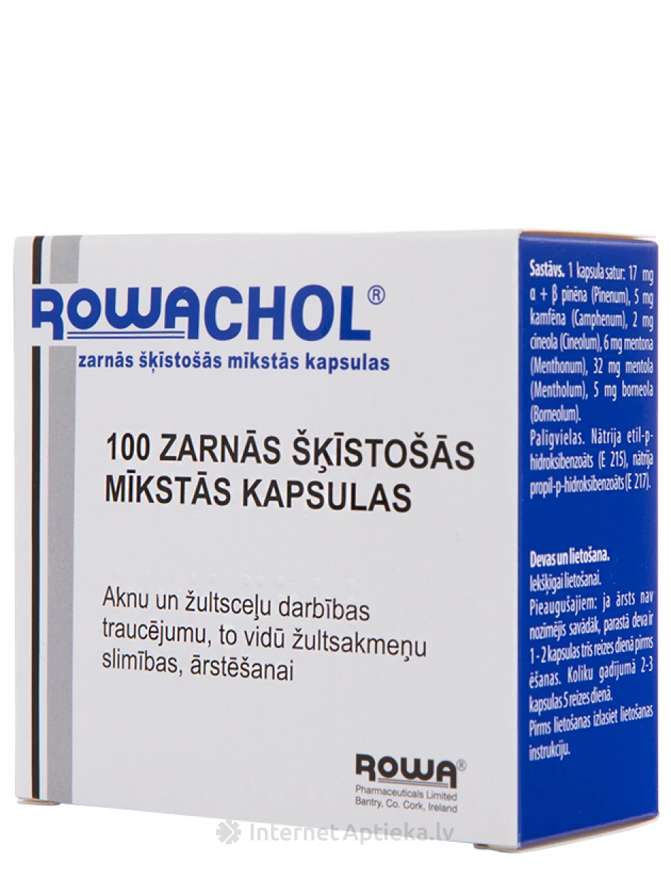 Rowachol, 100 растворимых в кишечнике мягких капсул | internetaptieka.lv