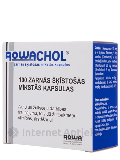 Rowachol, 100 растворимых в кишечнике мягких капсул | internetaptieka.lv