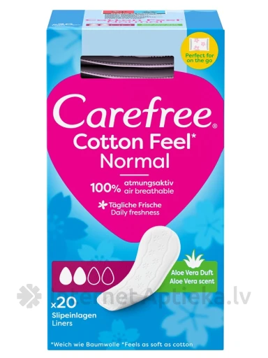 Carefree ежедневные прокладки Cotton Feel Normal Aloe, 20 шт. | internetaptieka.lv