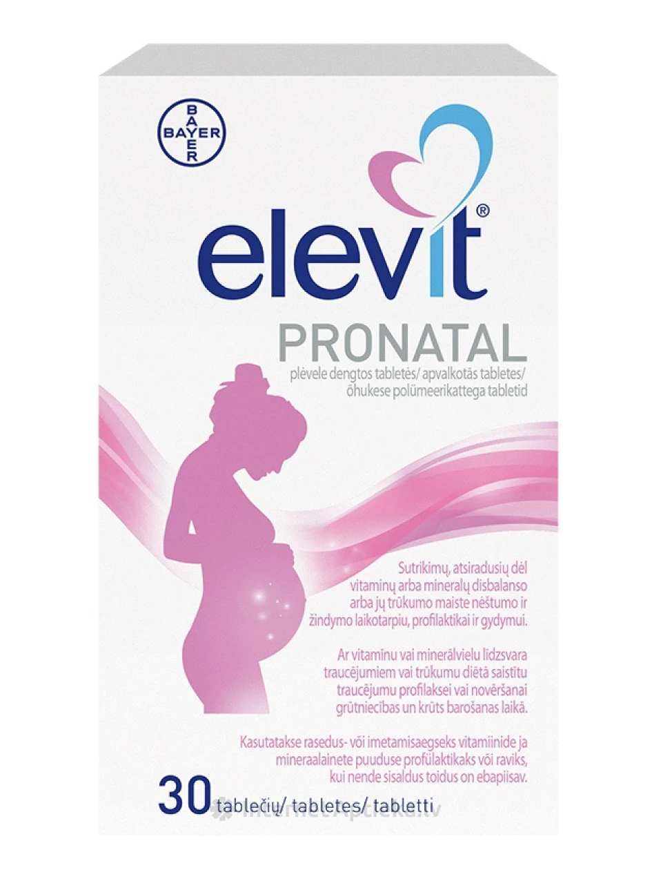 Elevit Pronatal grūtnieču vitamīni, 30 apvalkotās tabletes | internetaptieka.lv