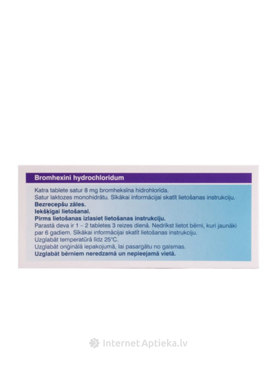 Bromhexine Sopharma 8 mg, 20 tabletti | internetaptieka.lv