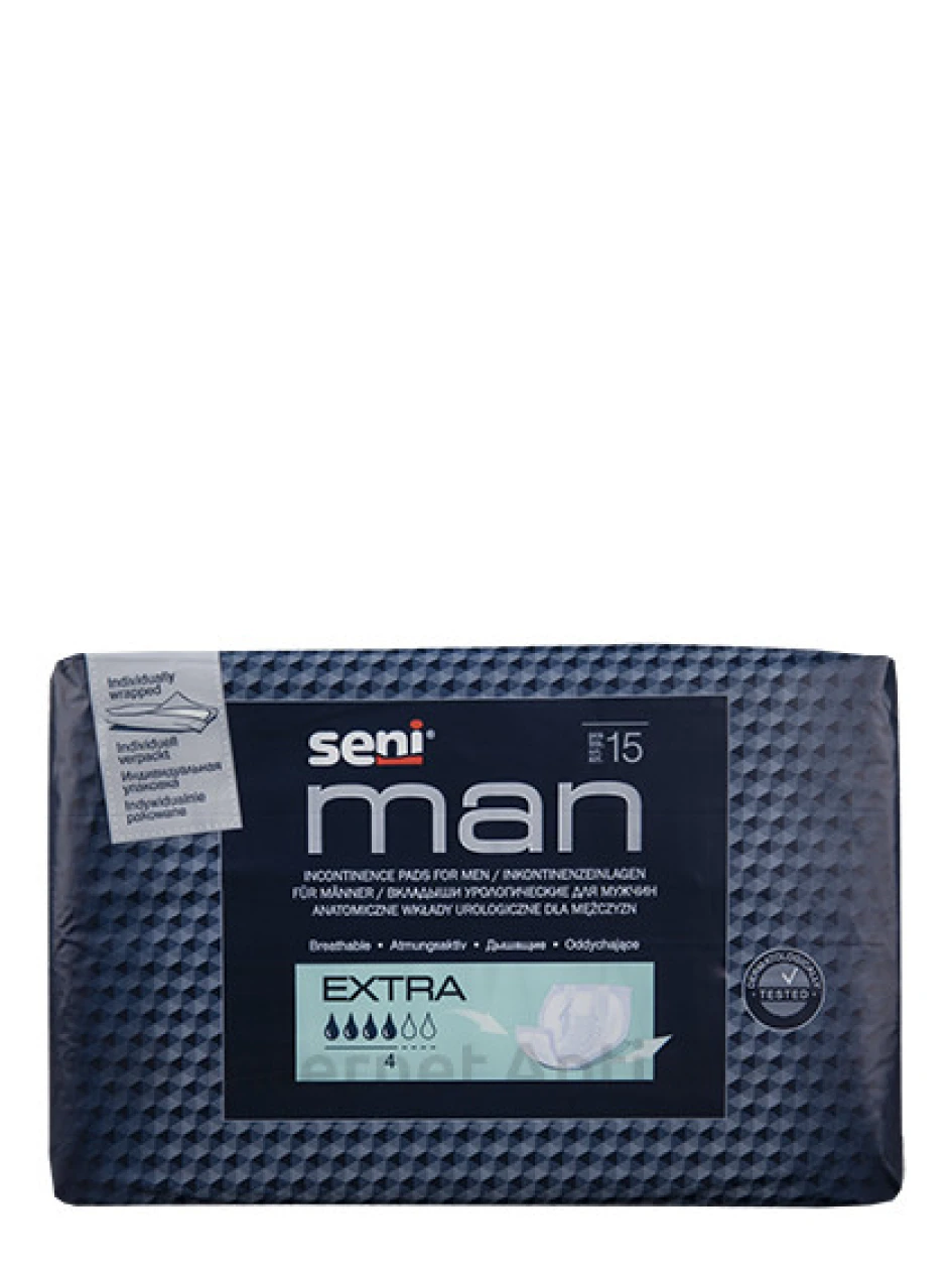 Seni - Compresas urológicas para hombres, Seni Man Extra Nivel 3, 15 uds.