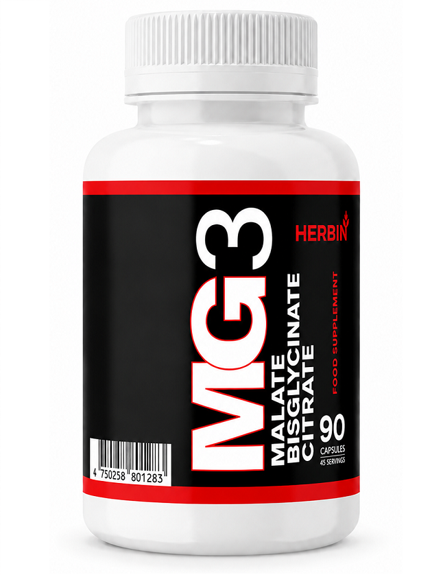 MG3 Magnija malate, bisglycinate, citrate kapsulas