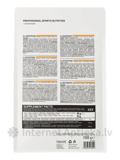 Ostrovit 100% creatine monohydrate Orange pulveris, 1000 g | internetaptieka.lv