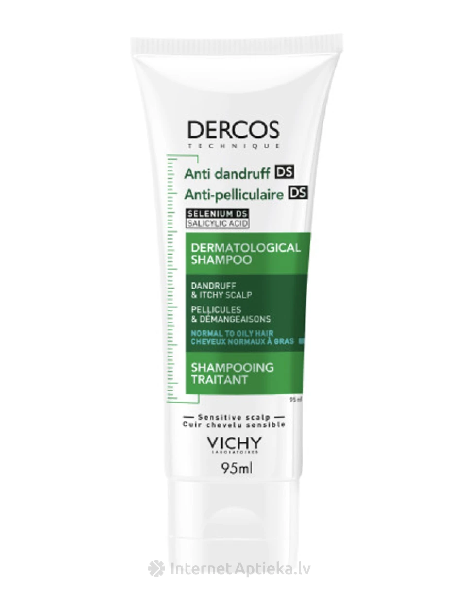 VICHY Dercos kõõmavastane šampoon normaalsele ja rasusele juustele, 95 ml | internetaptieka.lv