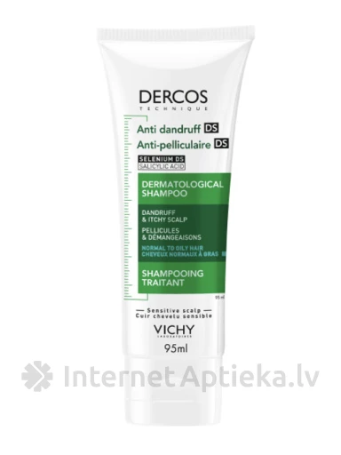 VICHY Dercos kõõmavastane šampoon normaalsele ja rasusele juustele, 95 ml | internetaptieka.lv