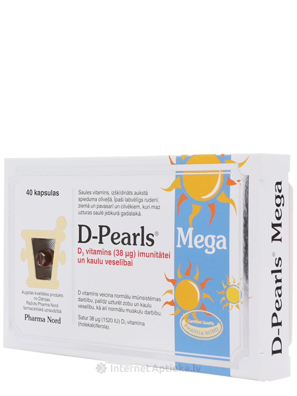 D-Pearls Mega, 40 kapsulas | internetaptieka.lv