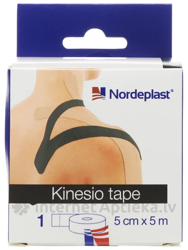 Кинезиологический тейп Nordeplast 5 см х 5 м, черный, 1 шт. | internetaptieka.lv