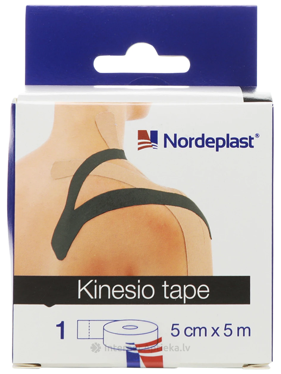 Kinesioloogiline teip Nordeplast 5 cmx5 m, must, 1 tk. | internetaptieka.lv