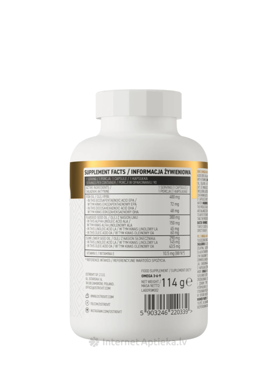 OstroVit Kapsulas Omega 3-6-9, 90 gb. | internetaptieka.lv
