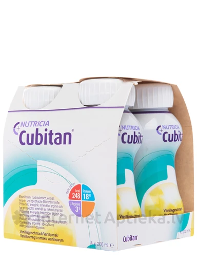 Nutricia Cubitan ar vaniļas garšu, 4 x 200 ml | internetaptieka.lv