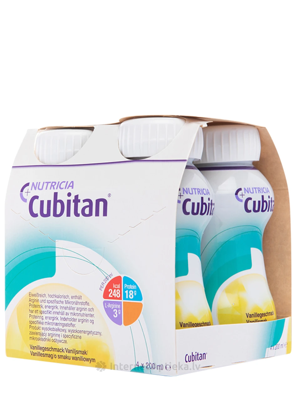 Nutricia Cubitan со вкусом ванили, 4 x 200 мл | internetaptieka.lv