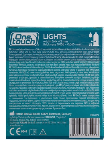 One Touch Lights prezervatīvi, 3 gb. | internetaptieka.lv