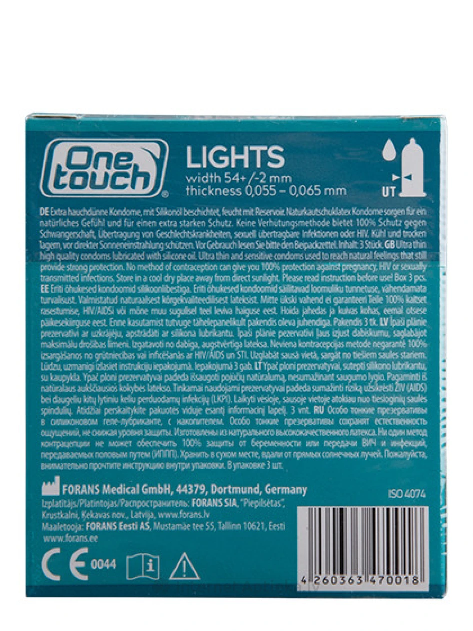One Touch Lights презервативы, 3 шт. | internetaptieka.lv