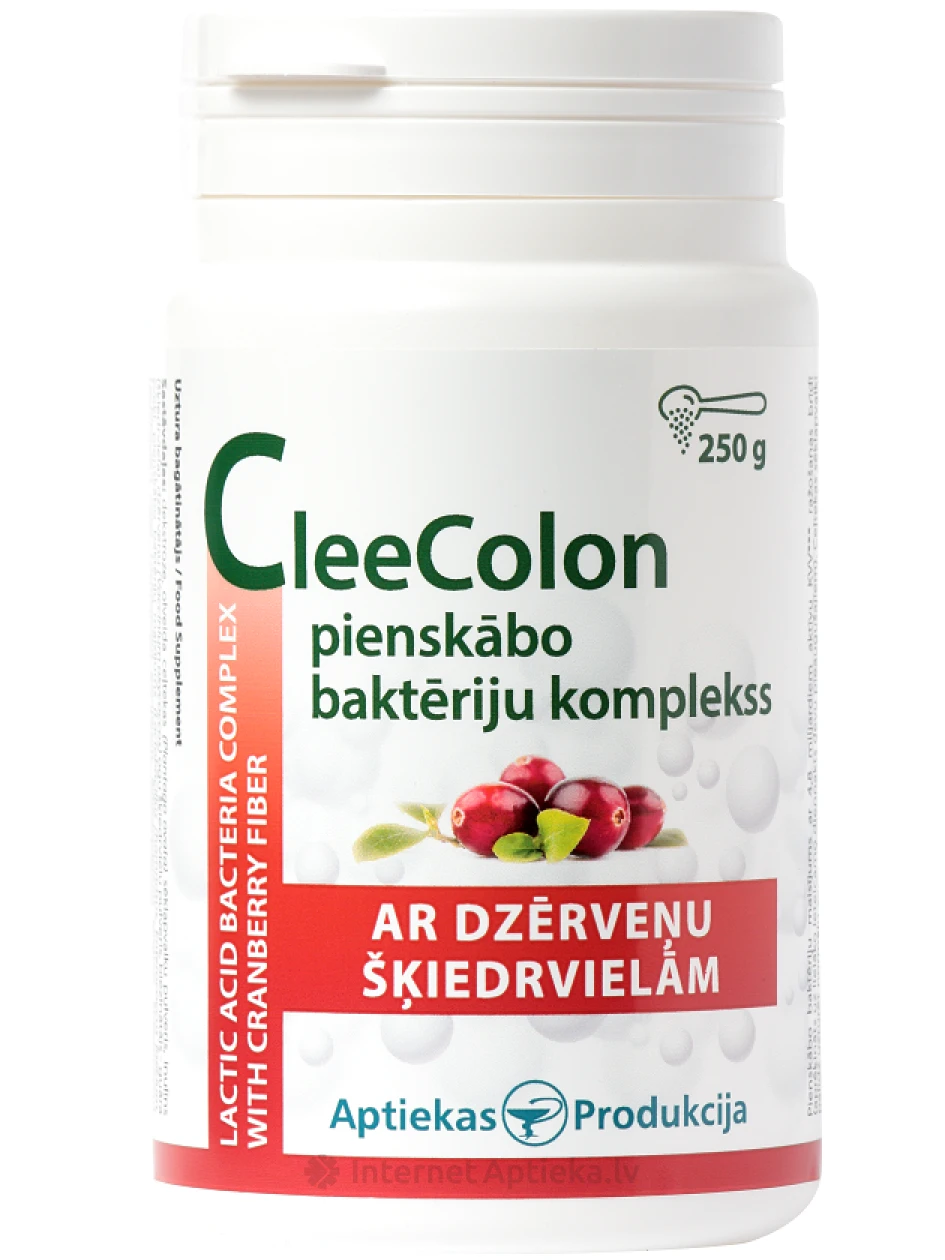 CleeColon piimhappebakterite kompleks jõhvikakiududega, 250 g | internetaptieka.lv