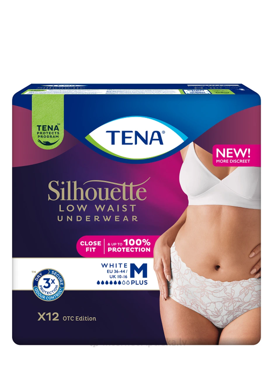 TENA Silhouette Pants Plus White M, 12 gb. | internetaptieka.lv