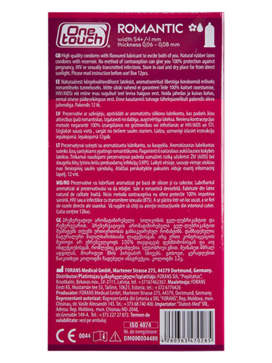 One Touch Romantilised kondoomid, 12 tk. | internetaptieka.lv