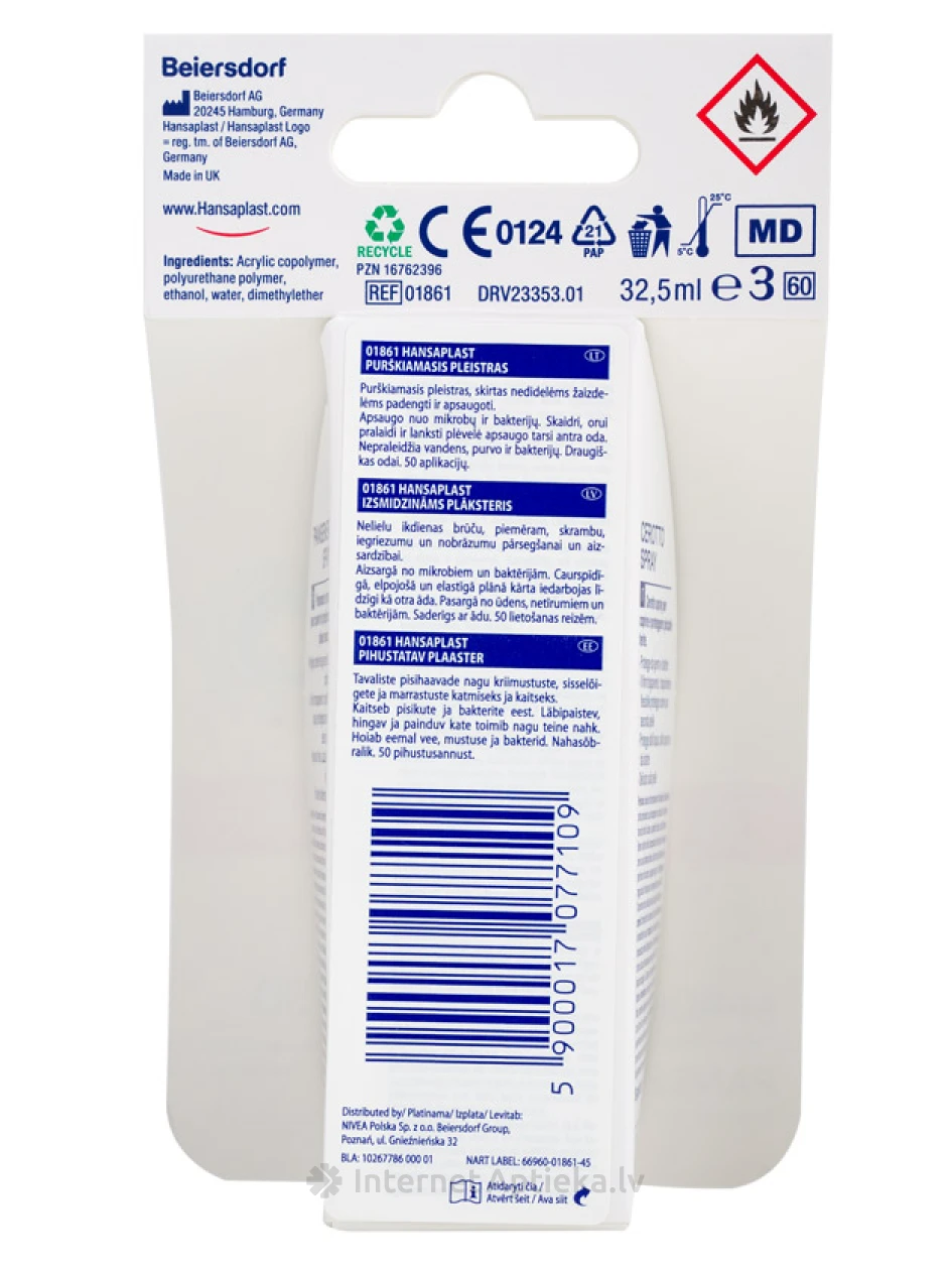 HANSAPLAST надувной пластырь, 32.5 мл | internetaptieka.lv