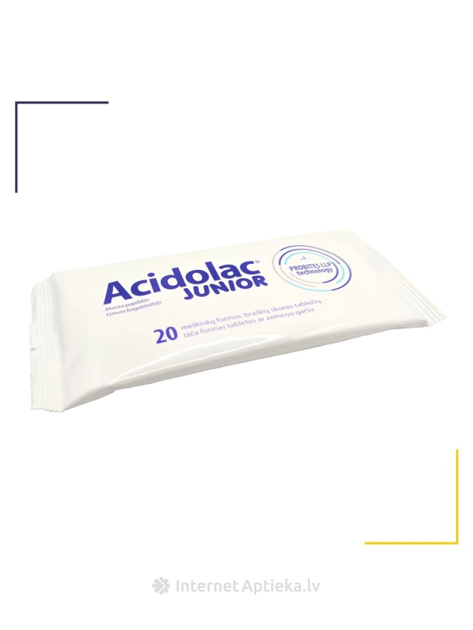 Acidolac® JUNIOR со вкусом клубники, 20 жевательных таблеток | internetaptieka.lv