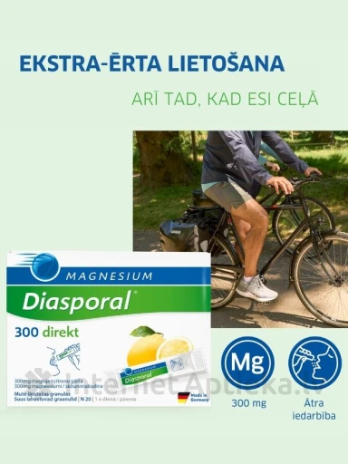 Magnesium Diasporal 300 direkt (magnijs) ar citronu garšu, 20 paciņas | internetaptieka.lv