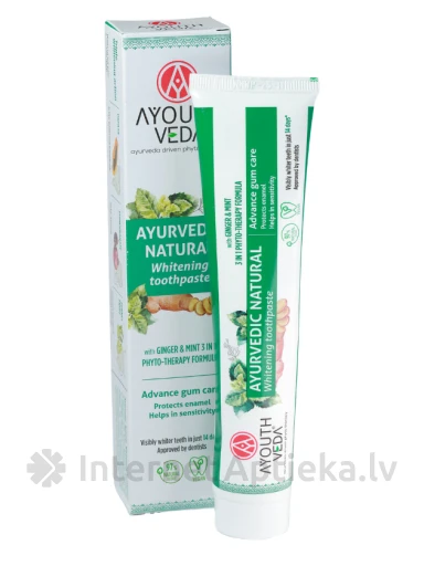 AYURVEDIC Natural Whitening зубная паста, 100 г | internetaptieka.lv