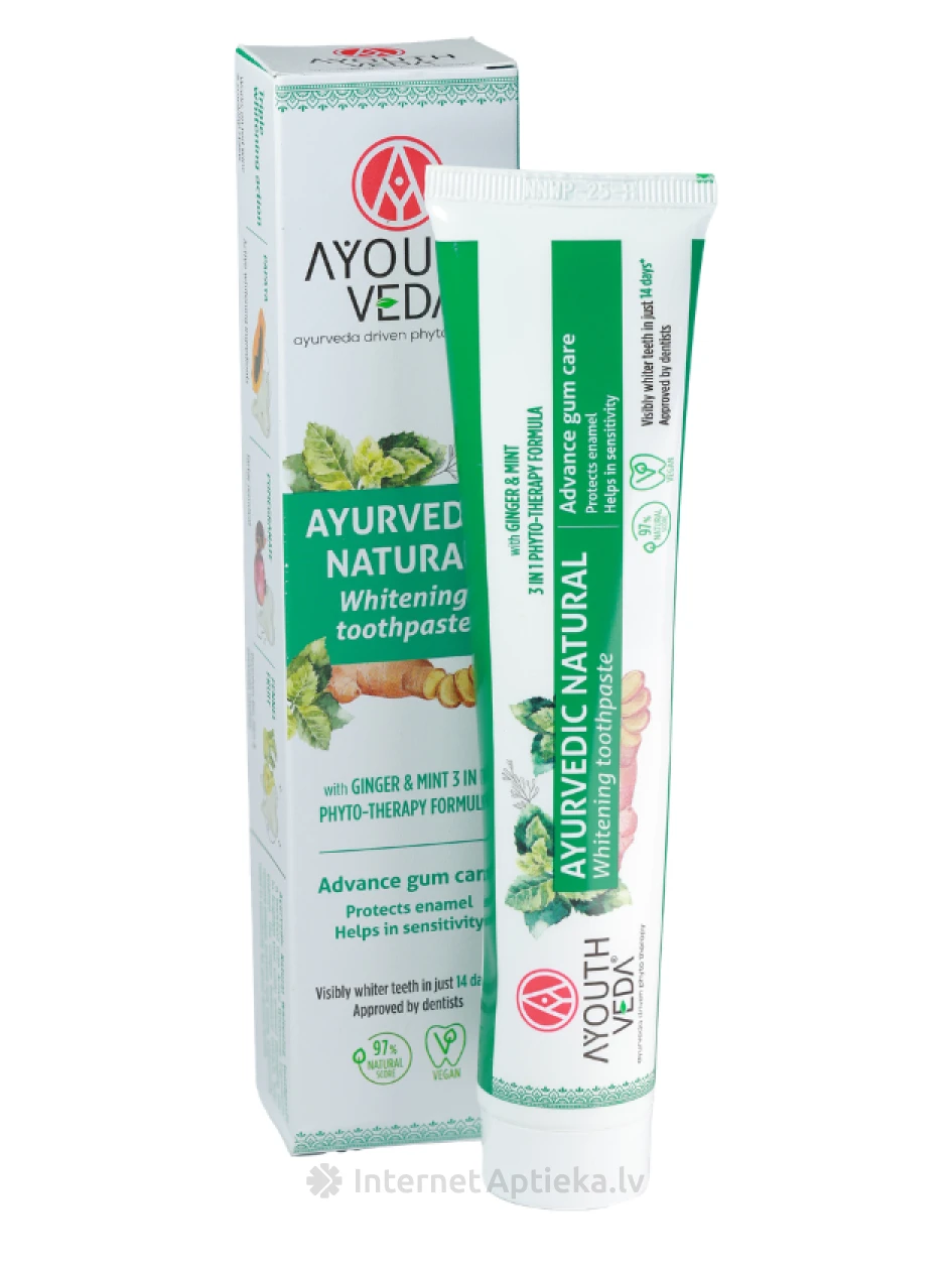 AYURVEDIC Natural Whitening зубная паста, 100 г | internetaptieka.lv