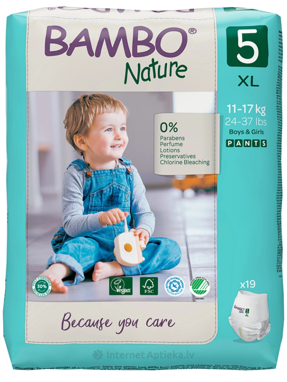 Bambo Nature детские подгузники, XL 12-18 кг, 19 шт. | internetaptieka.lv