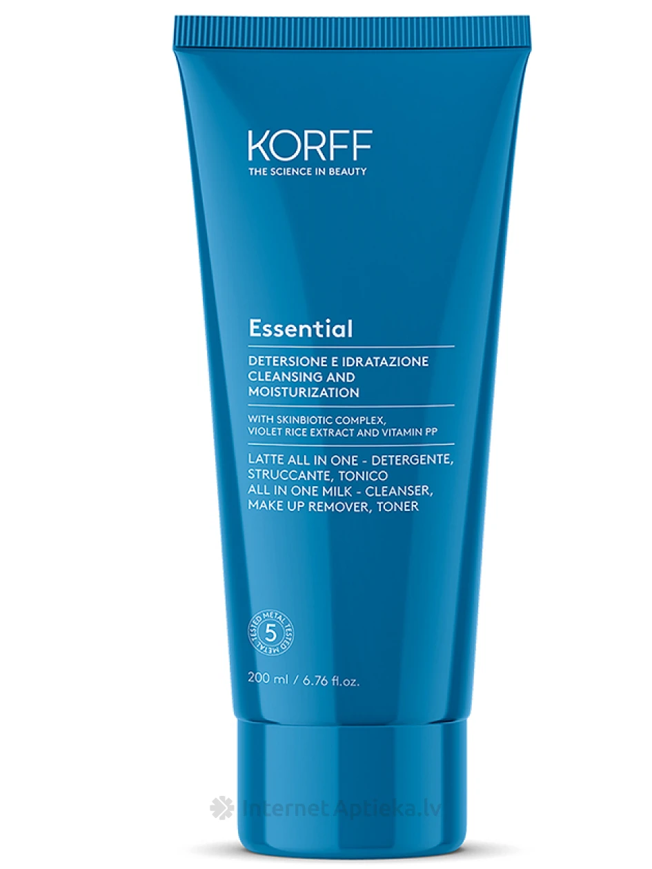 KORFF ESSENTIAL universaalne näopuhastus- ja toniseeriv piim, 200 ml | internetaptieka.lv