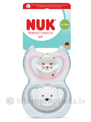 NUK Perfect Match Air силиконовая соска 18-36 месяцев., 2 шт. | internetaptieka.lv
