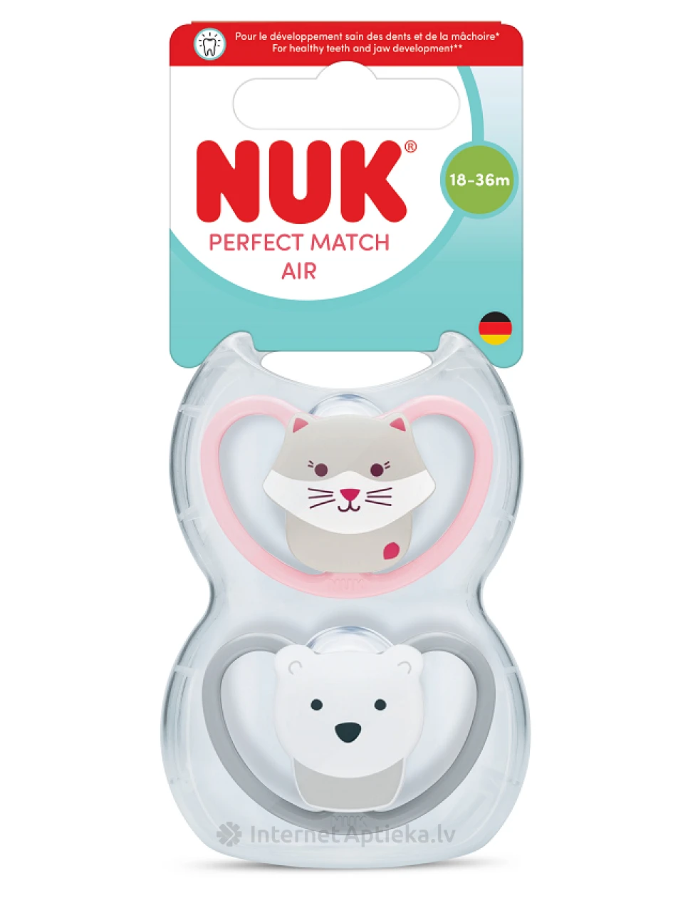 NUK Perfect Match Air силиконовая соска 18-36 месяцев., 2 шт. | internetaptieka.lv