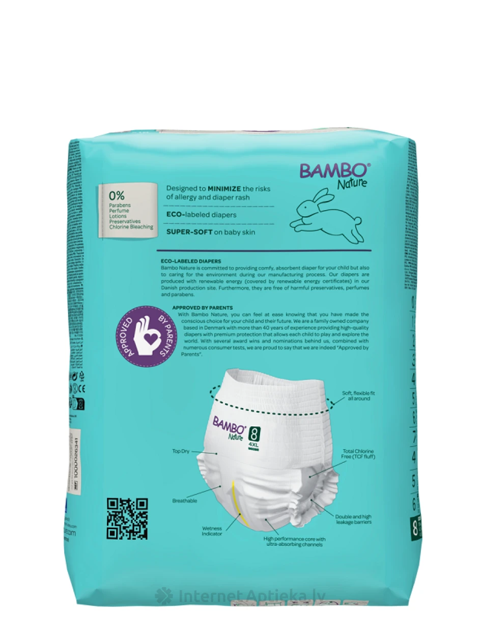 BAMBO NATURE aluspüksid Suurus 8, 19+ kg, 16 tk. | internetaptieka.lv