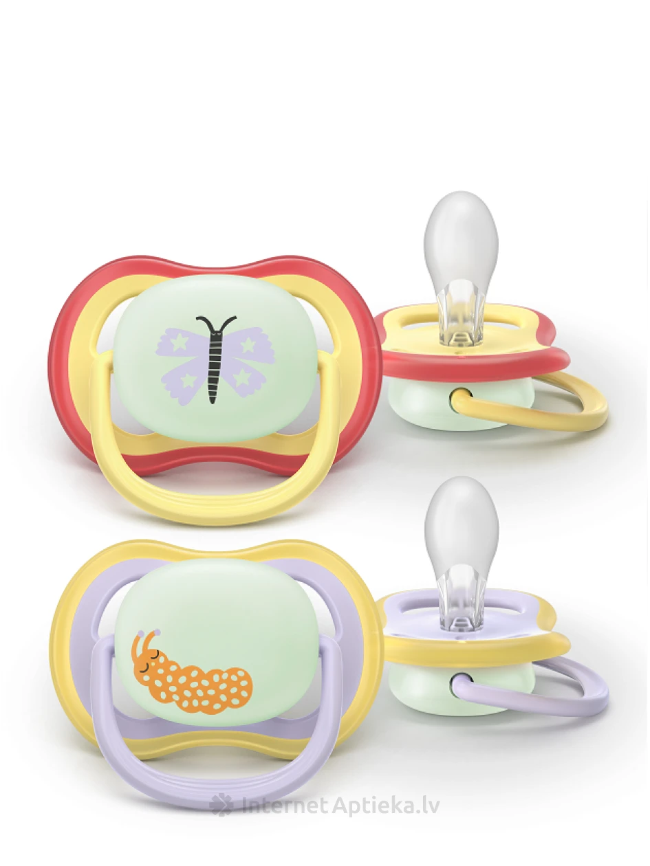 Philips Avent Соска-пустышка Ultra Air Night, 0-6 м., 2 шт. | internetaptieka.lv
